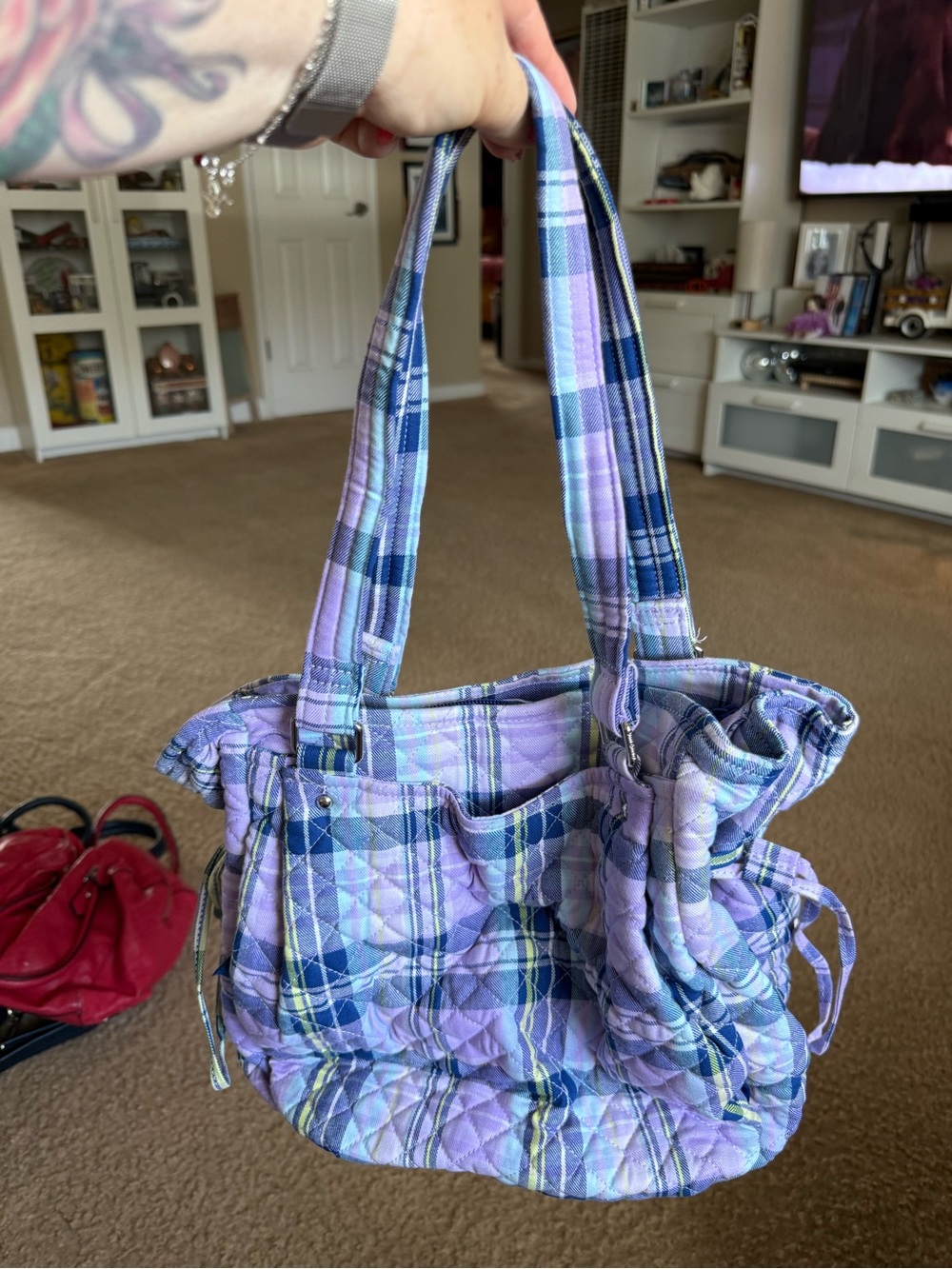 Vera Bradley Quilted Lavender Plaid Shoulder Bag